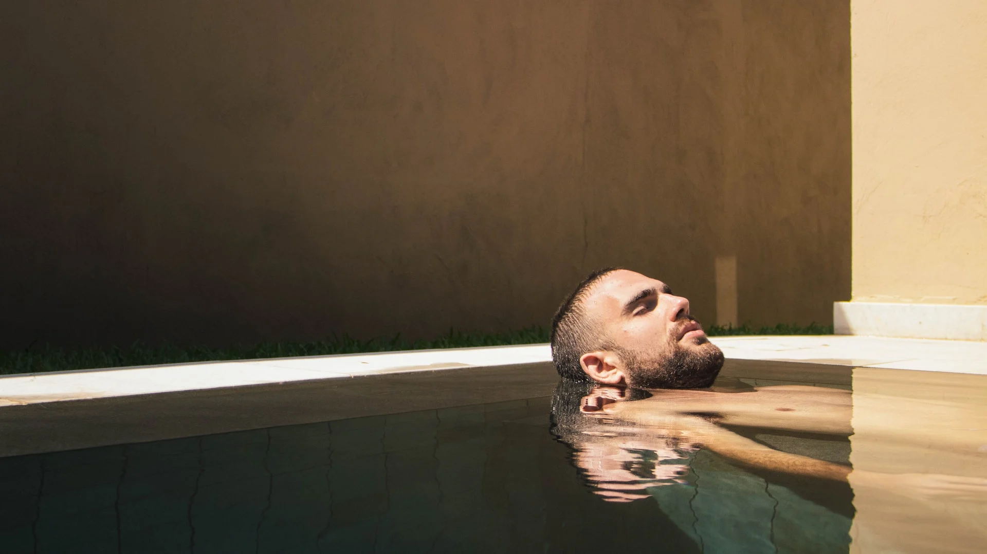 Spas are for men and man relaxing in pool